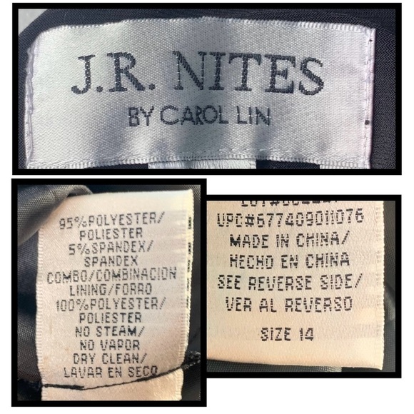 J.R. Nites byCarol Lin Fit & Flare Black Lace / Champagne Cocktail Dress [Sz 14] - Picture 5 of 13